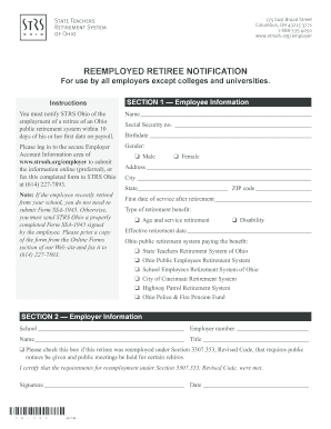 Reemployed Retiree Notification Form