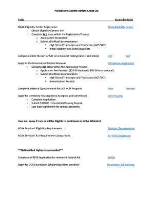 Perspective Student Athlete Checklist
