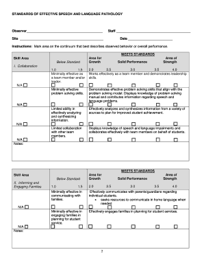 Speech and Language Pathologist Performance Rubric