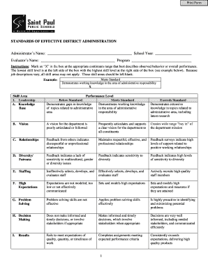Standards of Effective District Administration Evaluation Form
