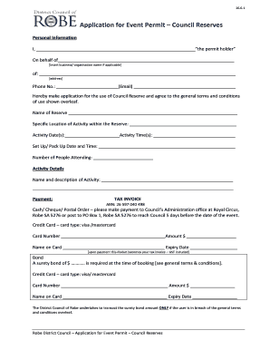 Green card extension form - Application for Event Permit Council Reserves