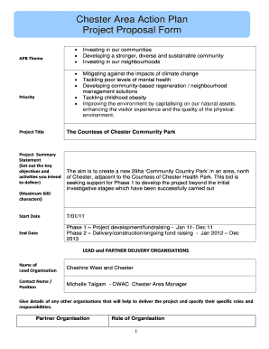 Chester Area Action Plan Project Proposal Form - westcheshiretogether org