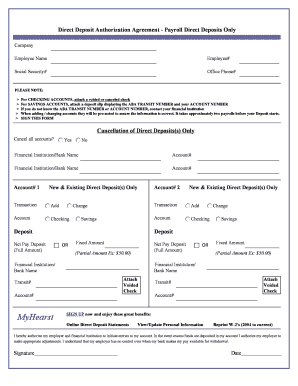Direct Deposit Authorization Agreement