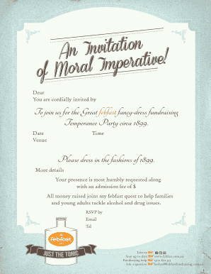 Invitation to Febfast Temperance Party