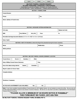 Military Funeral Honors Request Form