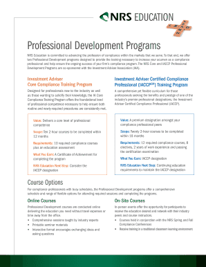 NRS Investment Adviser Certified Compliance Professional Training Program