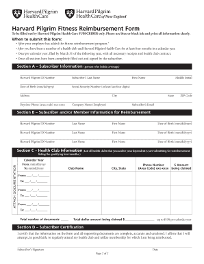 Harvard Pilgrim Fitness Reimbursement Form