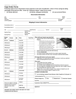 Dissertation Copy Order Form
