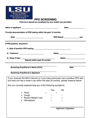 PPD Screening Form