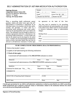 Asthma Medication Self-Administration Authorization