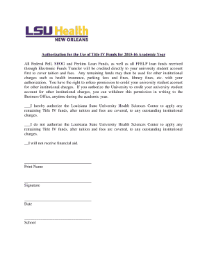 Authorization for Title IV Funds
