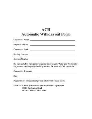 ACH Automatic Withdrawal Form