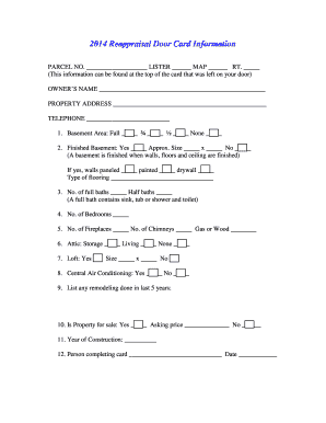 2014 Reappraisal Door Card Information