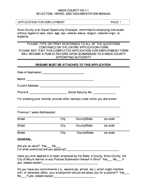 Knox County Employment Application Form