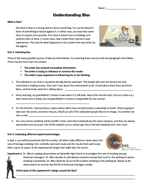 Understanding Bias Worksheet