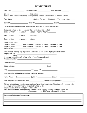 Cat Lost Report Form