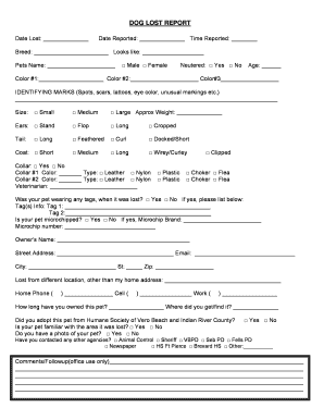 Dog Lost Report Form