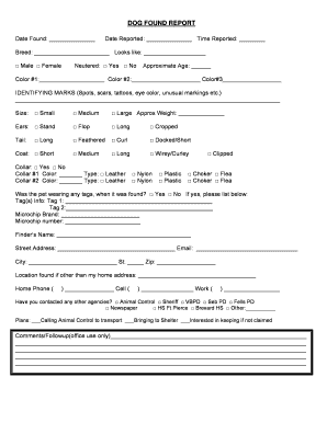 Dog Found Report Form