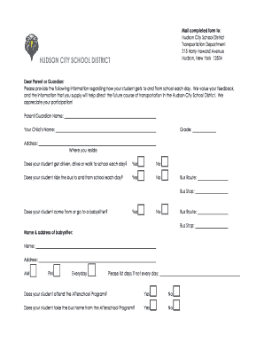 Hudson City School District Transportation Survey