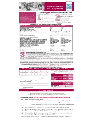 Lee County Student Accident Insurance Enrollment Form