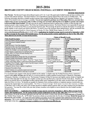 Broward County High School Football Accident Insurance