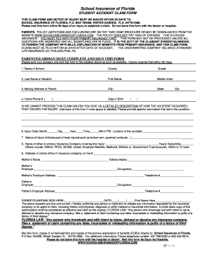 Student Accident Claim Form