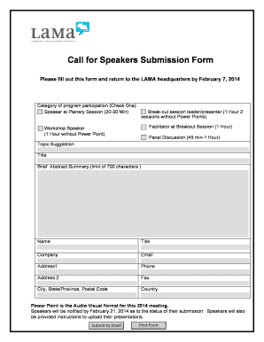 Call for Speakers Submission Form - lama-onlineorg