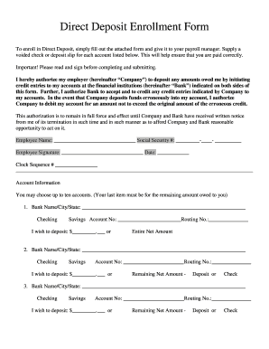Direct Deposit Enrollment Form