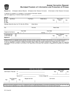 Municipal Access/Correction Request Form