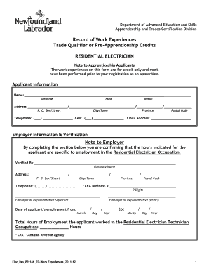 Residential Electrician Trade Qualifier Form