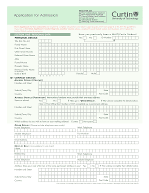 Curtin University Admission Form