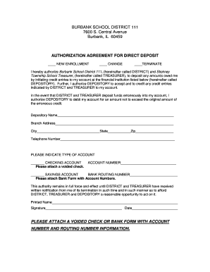Authorization Agreement for Direct Deposit
