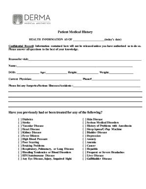 Patient Medical History Form