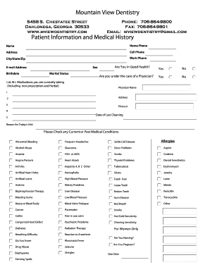 Patient Information and Medical History Form