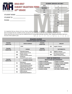 Student Course Selection Form