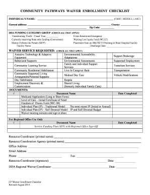 Community Pathways Waiver Enrollment Checklist