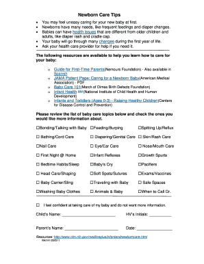 Newborn Care Checklist