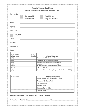 Illinois Emergency Management Supply Requisition Form