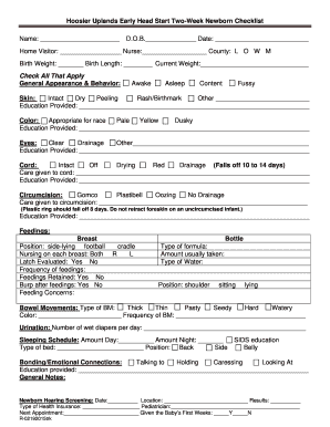Two-Week Newborn Checklist - Hoosier Uplands Economic
