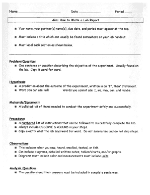 Aim How to Write a Lab Report