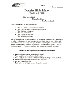 Track and Field Goals Form