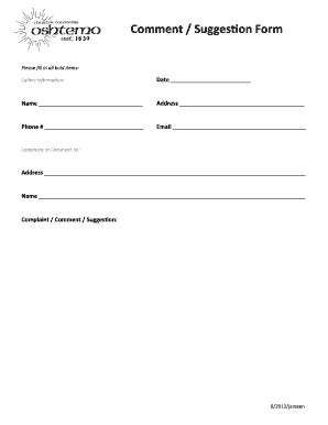 Comment Suggestion Form