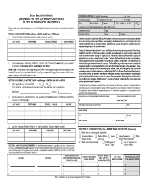 California Free and Reduced-Price Meals Application