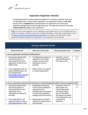 Grants.gov Organization Registration Checklist