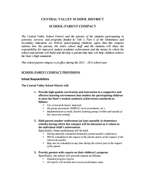 Central Valley School District School-Parent Compact