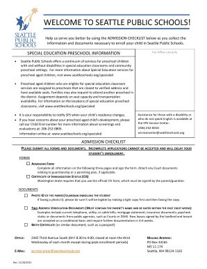 Seattle Public Schools Admission Form
