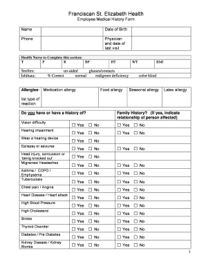 Employee Medical History Form