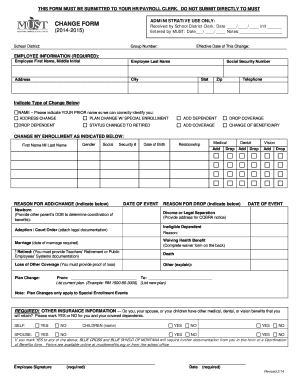 Employee Health Coverage Change Form