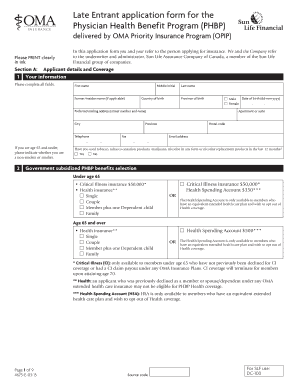 Physician Health Benefit Program Application Form