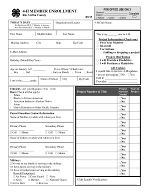 4-H Member Enrollment Form
